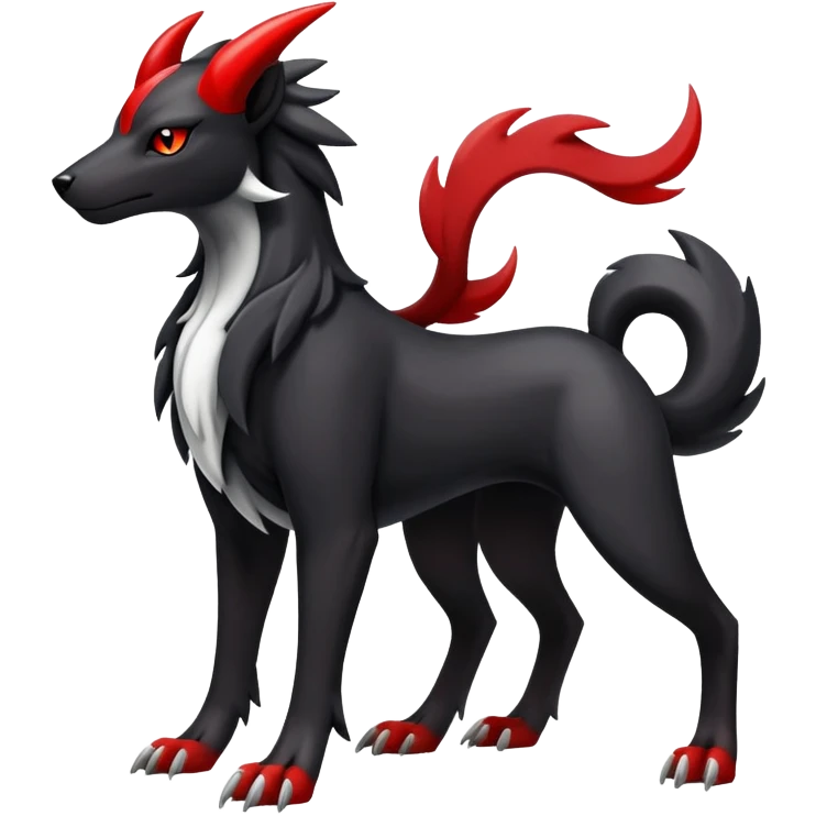 Shiny Exotic Excessive Mysterious Houndoom-Mightyena-Pokémon-Fakémon-hybrid-creature (full body) emoji