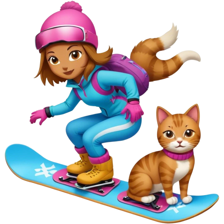 gilr cat on snowboard emoji