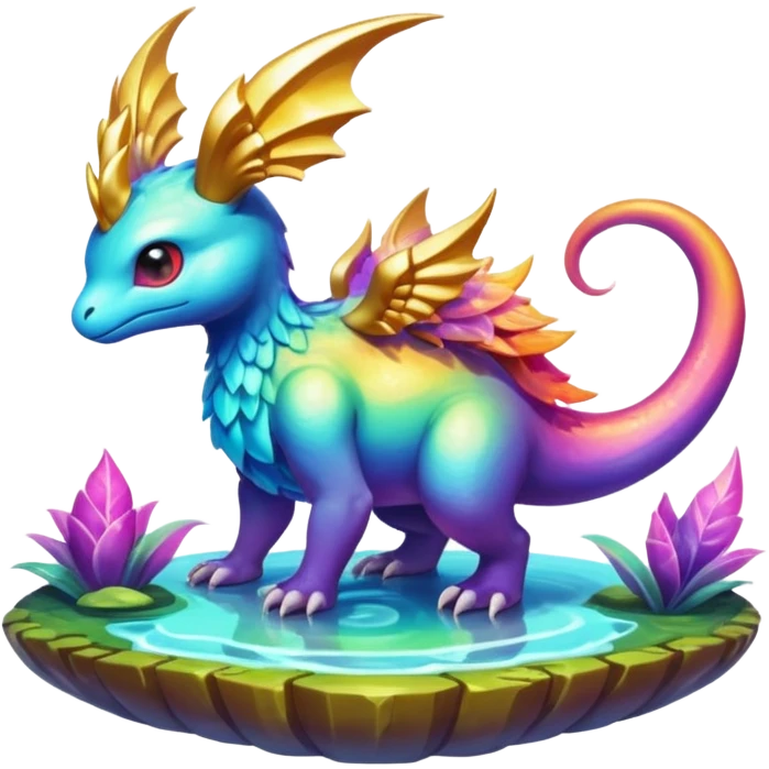 Epic divine legendary complex detailed iridescent gradients aesthetic-Fakémon-creature-scenery emoji