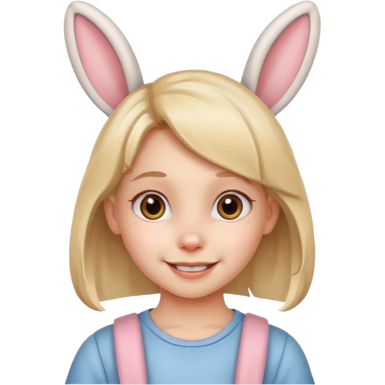 kid girl with bunny ears emoji