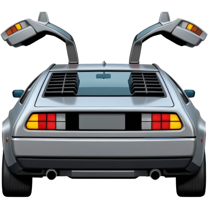 Silver DMC 12 Delorean back rearview emoji