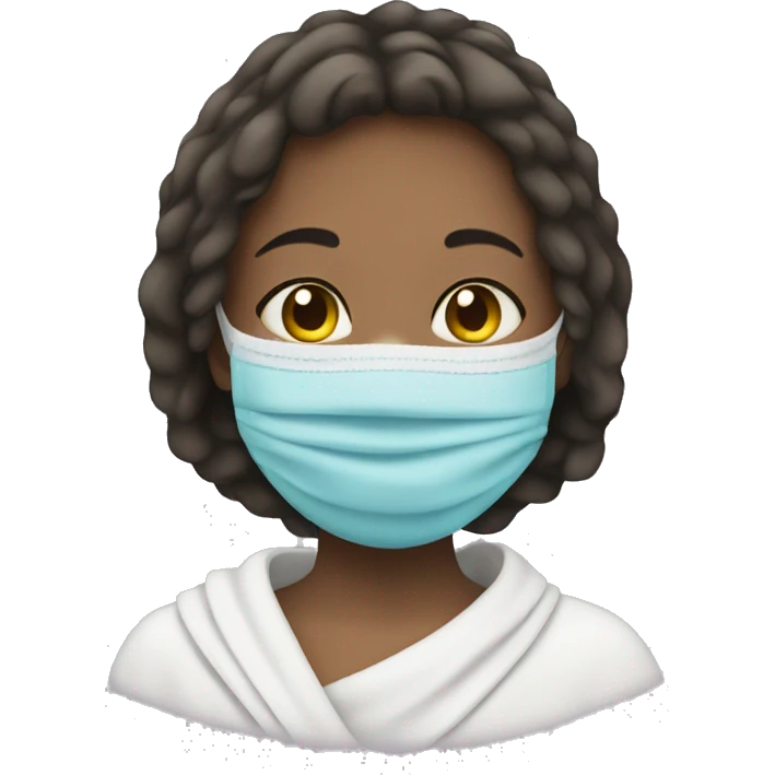 Girl wearing a Face Mask and a towel  emoji