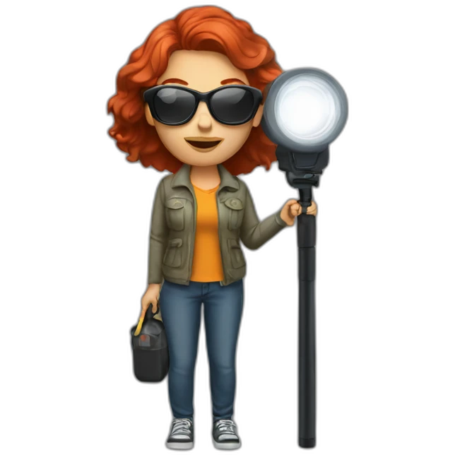 woman-with-red-hair-sunglasses-and-flashlight emoji