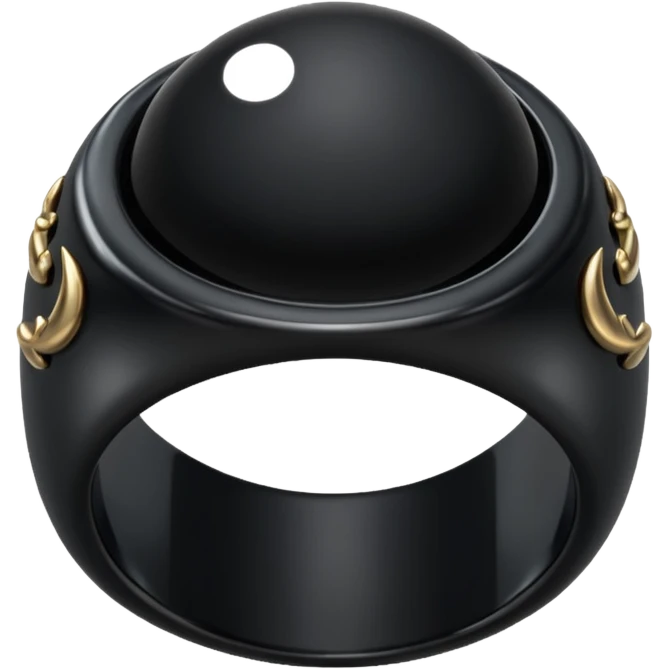 iOS emoji, minimal dark fantasy ring, black metal, flat emoji