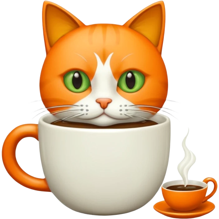 Gato naranja tomando café frio emoji