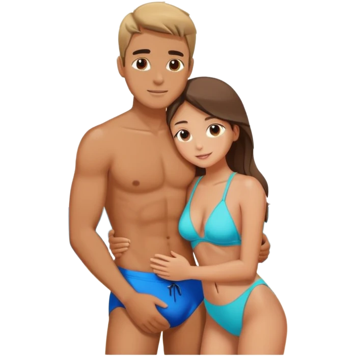 Guy and girl embracing on the beach emoji