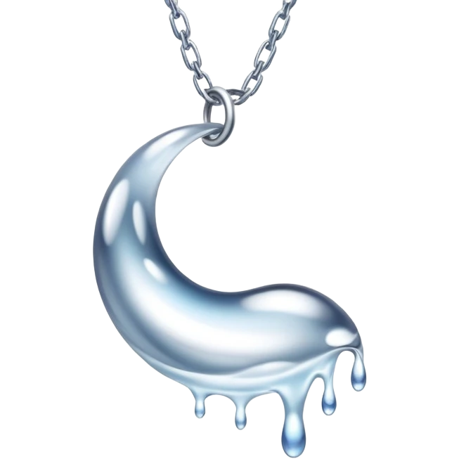 floating and ethereal conceptual silver chain like liquid moonlight emoji