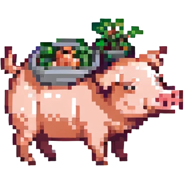 A pig carrying a shrimp emoji