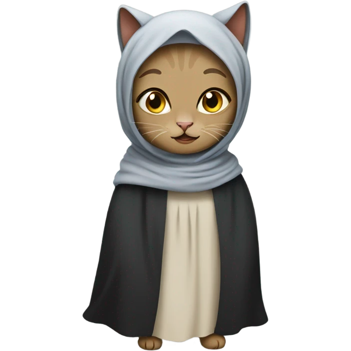 Muslim cat wearing hijab and abaya  emoji