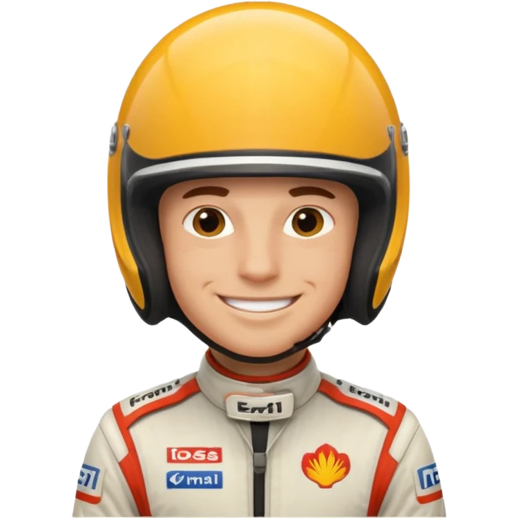 Male F1 racer, helmet on, racing suit emoji