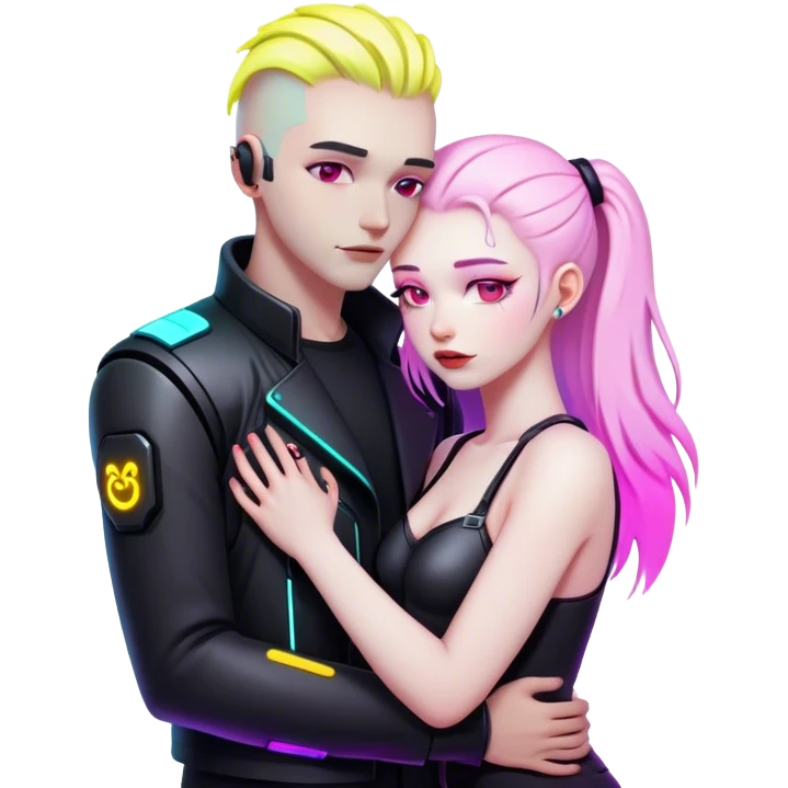 cyberpunk neon love emoji