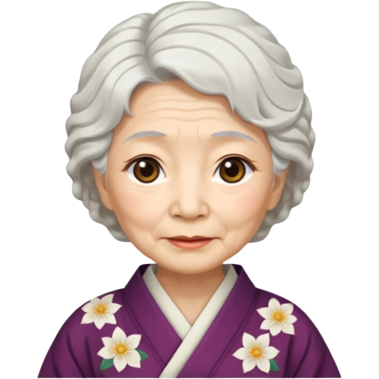 japanese culture old woman with white wavy hair and wrinkles emoji