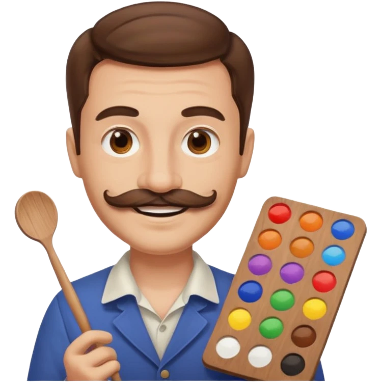 artist with palette and moustache smiling emoji