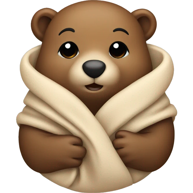 Cozy beaver in beige blanket emoji