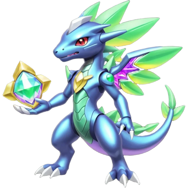 Shiny Aural Kecleon-Zekrom-Genesect-Fakémon-fusion (full body) emoji