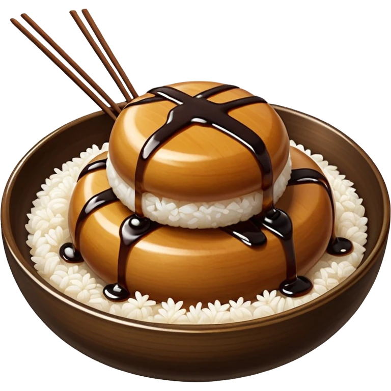 Just Mitarashi dango with shiny soy sauce glaze drizzled over white rice emoji