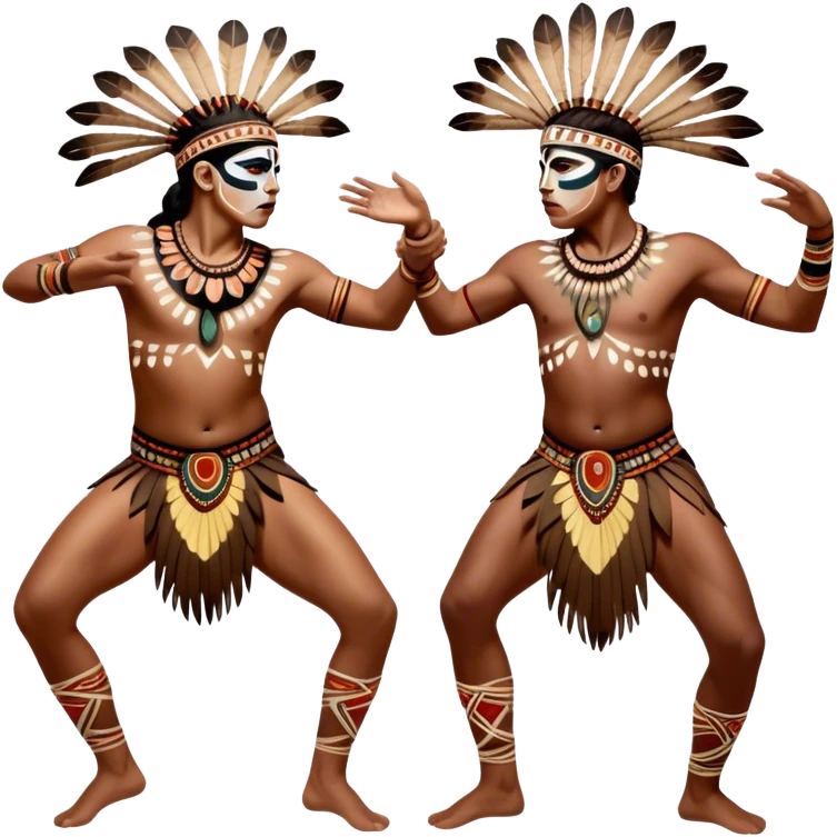 Cinematic Realistic scene of two indigenous dancers performing an Aboriginal Corroboree, adorned in intricate traditional body paint and ceremonial attire, captured in fluid motion with earthy tones and vibrant, cultural lighting emoji