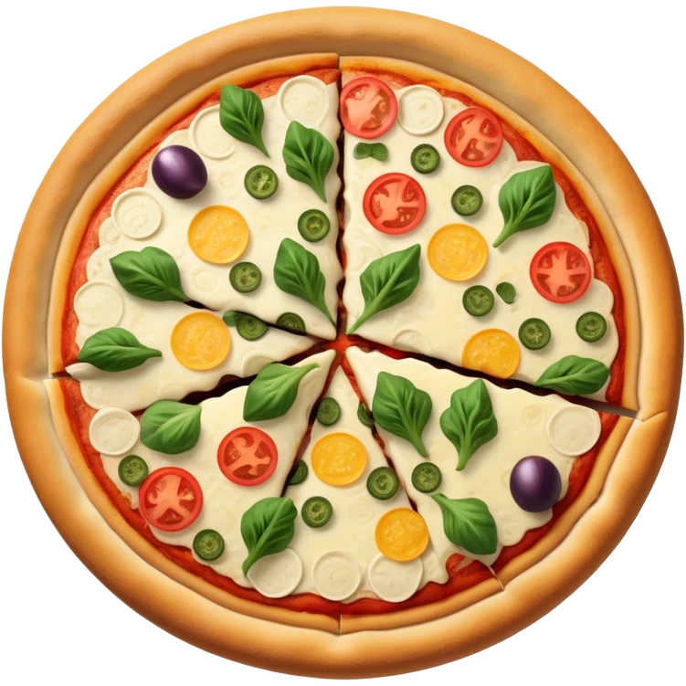 Whole cheese pizza with veggies on it  emoji