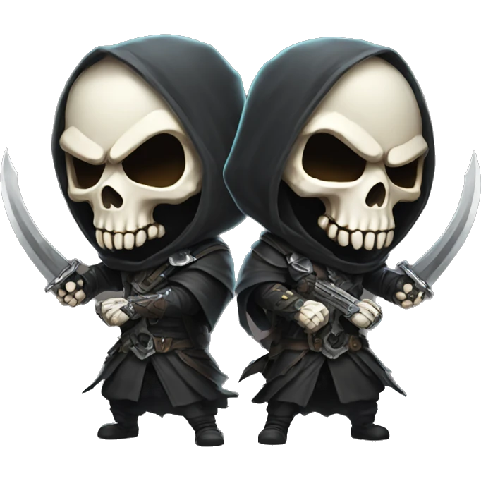 reaper skull RAID in the style of chibi character emoji