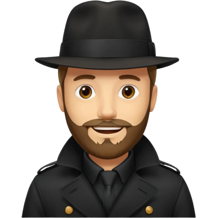 bearded man in black in black trenchcoat  emoji