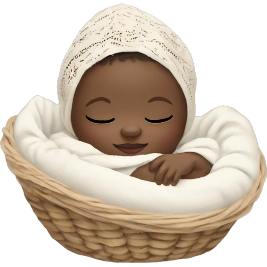 white skin newborn in boho cradle emoji