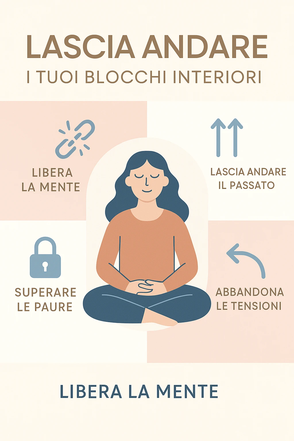 infografica stile post di instagram con titolo "Lascia andare i tuoi blocchi interiori" emoji