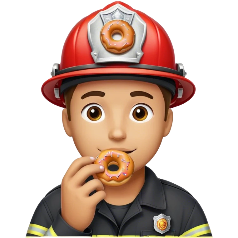Firefighter eating donut emoji