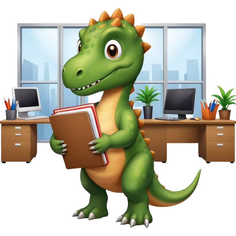 office dinosaur holding folders emoji