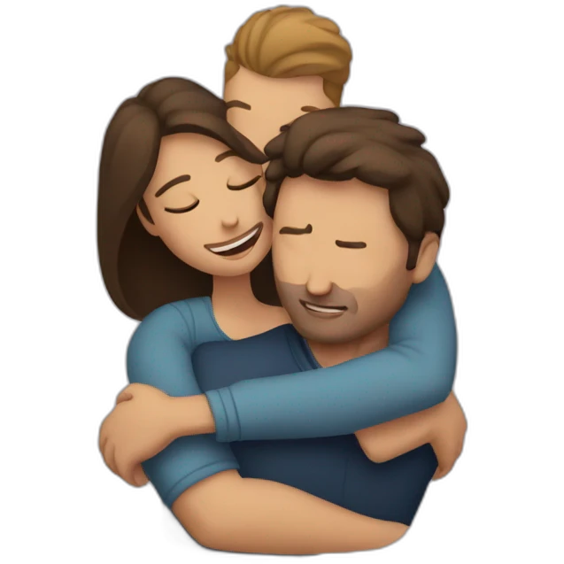 A man hugging a women emoji