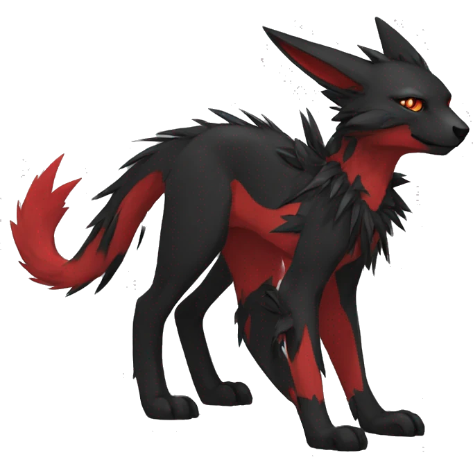 cool edgy black punk red animal hybrid Fakemon full body emoji