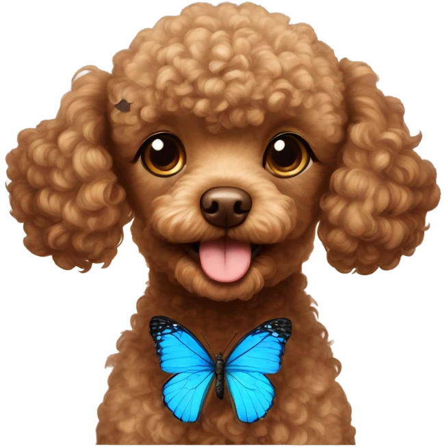 Brown Toy poodle with blue butterfly  emoji