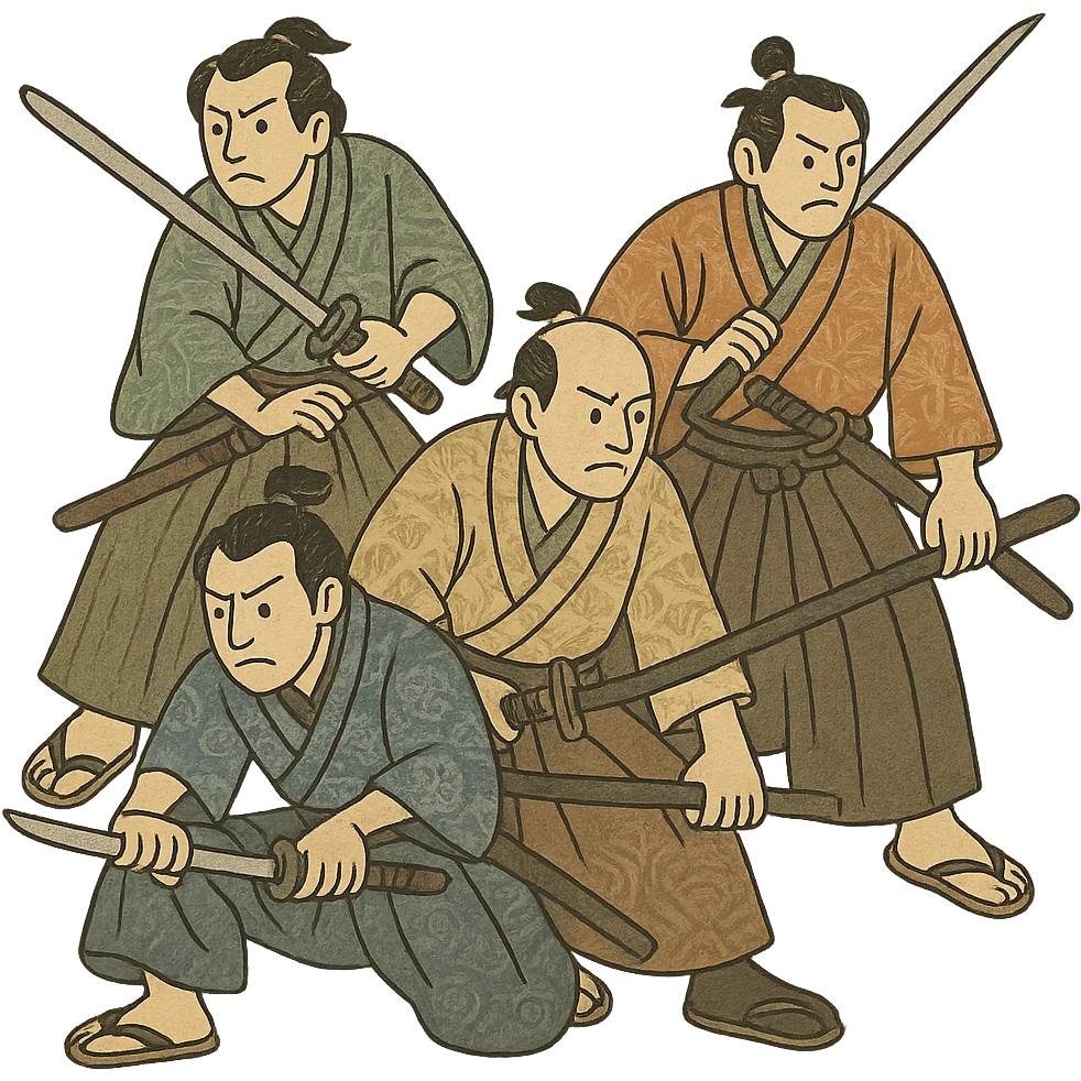 group of men with swords emoji