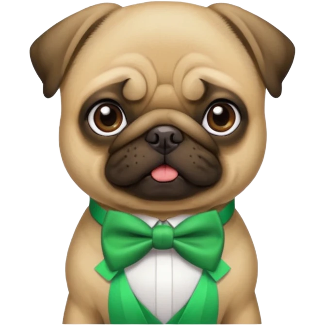 pug with green bow tie emoji