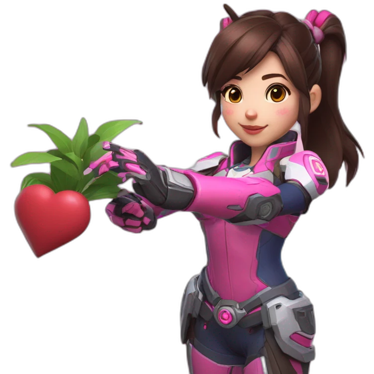 Dva de overwatch qui fais un coeur avec ces mains emoji