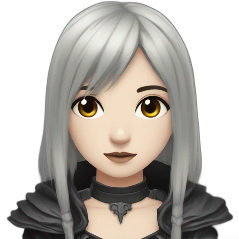 goth,girl,ash color hair,dark-souls,long,adorable emoji