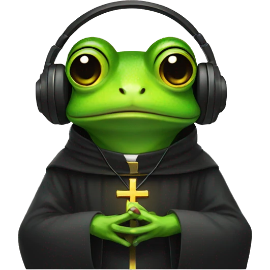 frog wearing headphones dressed as a priest emoji