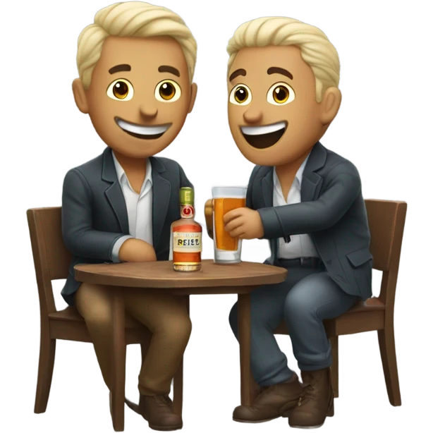 Two men have a drinking Bacardi  emoji