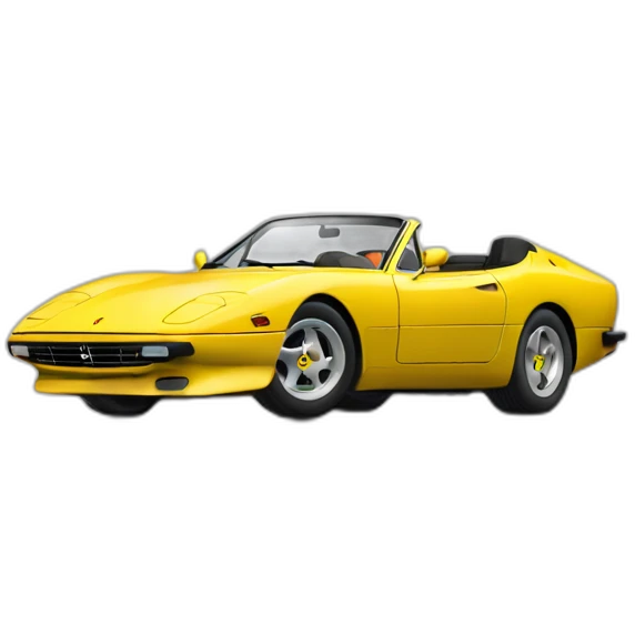 Yellow Ferrari 365 Daytona Convertible, right side view emoji