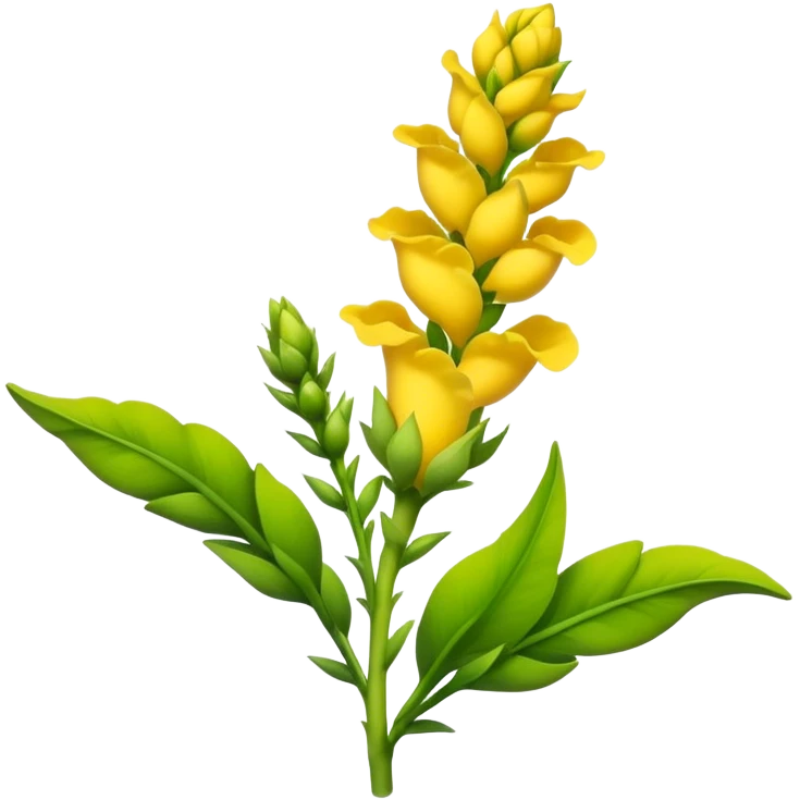 big Yellow Snapdragon, luxuriant, leaf, bud emoji