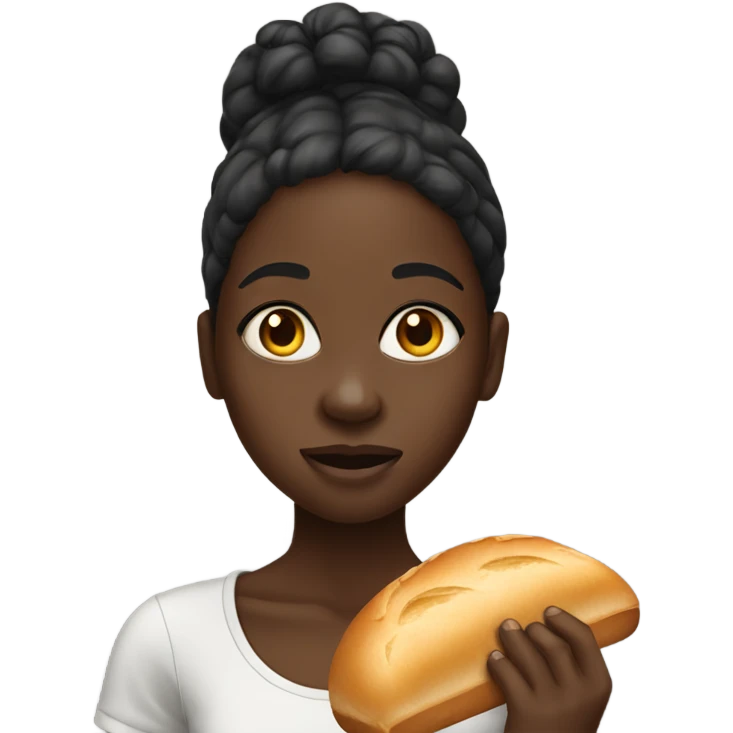  A black  African skinny  girl eating bread  emoji
