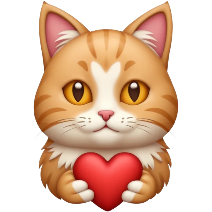 A stylized Christmas emoji of a cute cat and a heart, minimalist design, soft warm colors, cozy winter mood, simple background, sweet and romantic.
 emoji