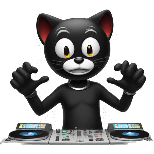 Felix the cat using DJ decks emoji