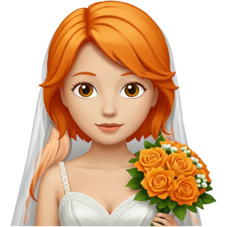 orange haired bride with bouqet emoji