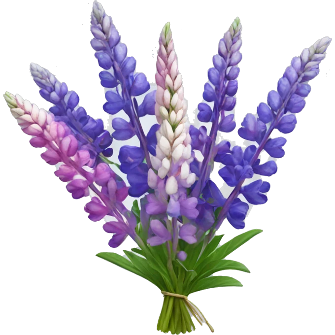 Bouquet of lupine flowers multicolored emoji
