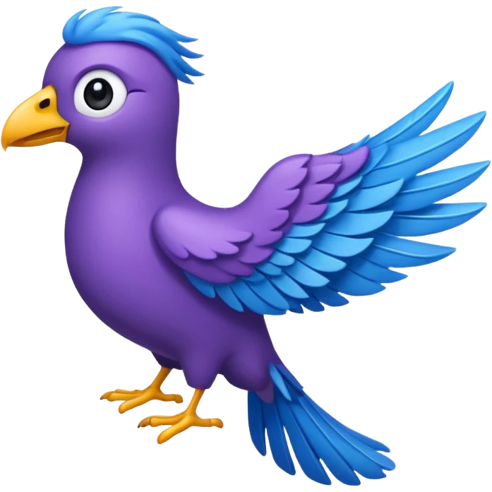 una pluma de ave morada con azul emoji