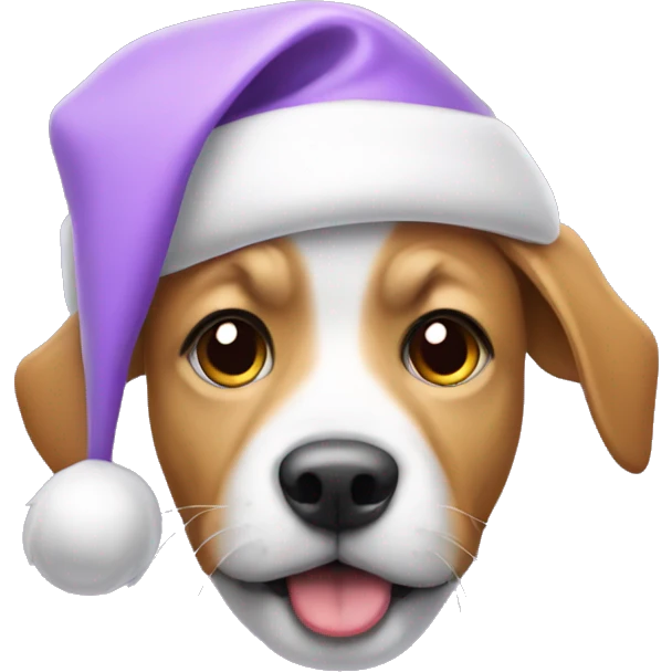 dog wearing pastel purple santa hat  emoji