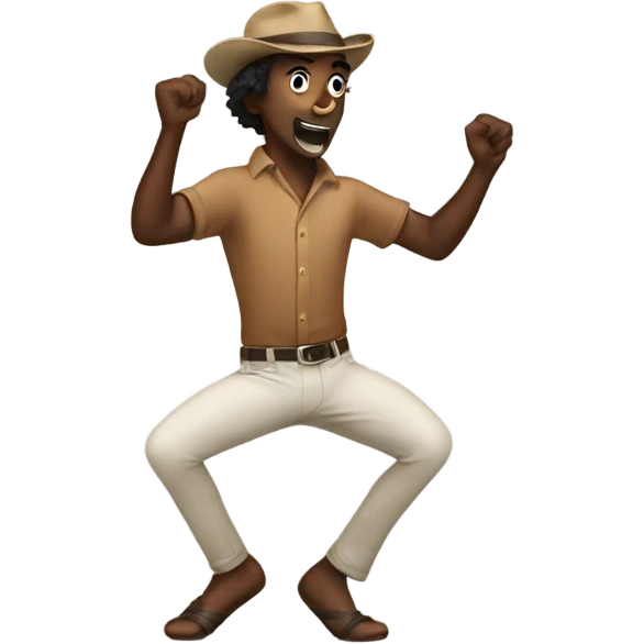 A black and brown Aussie dancing  emoji
