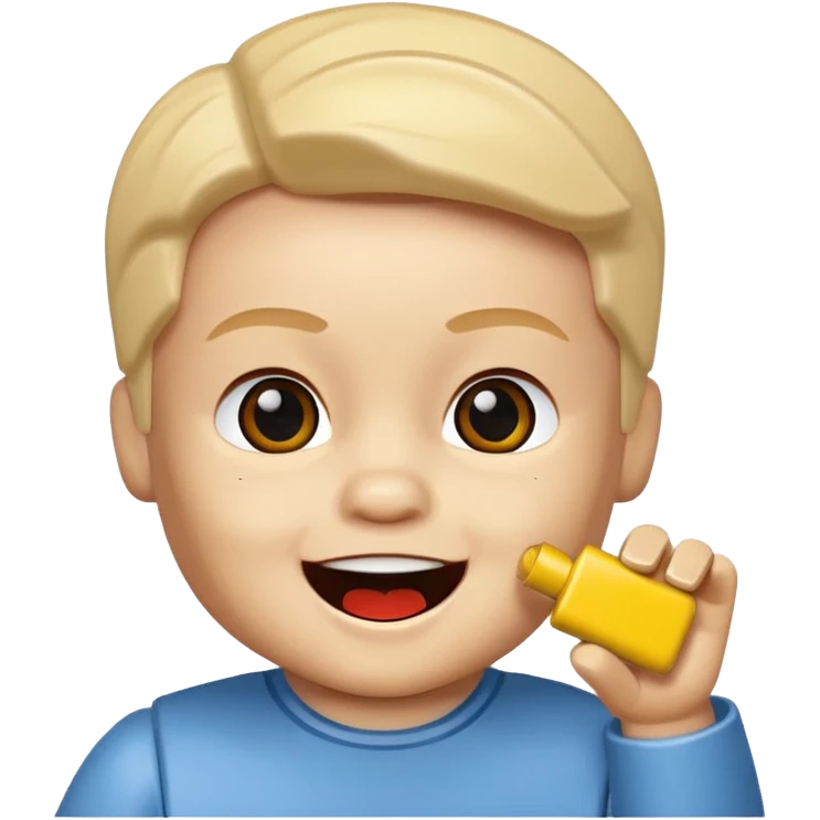 bebe com peça pequena de lego na boca emoji