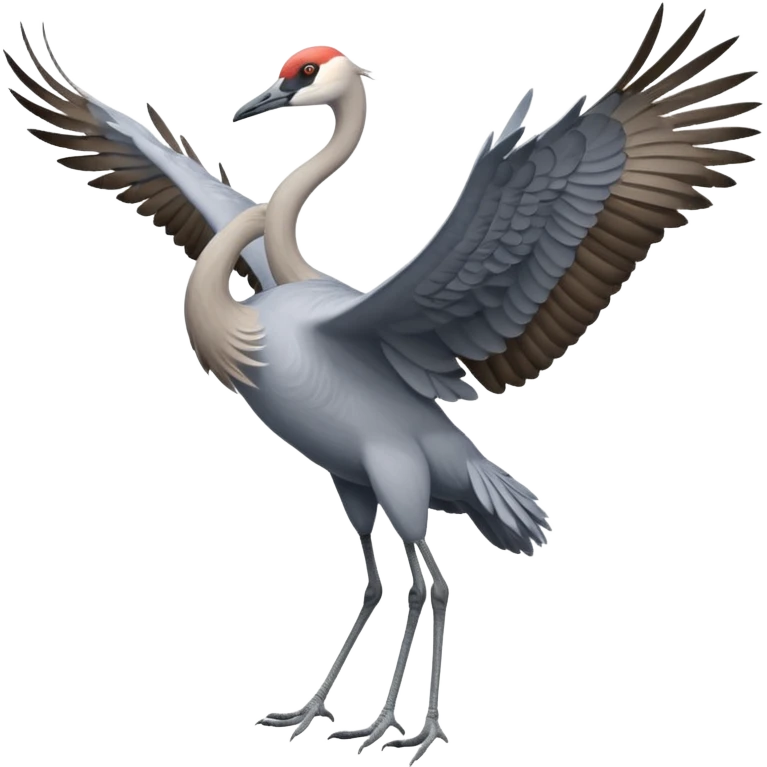 sand hill crane flying with two legs emoji