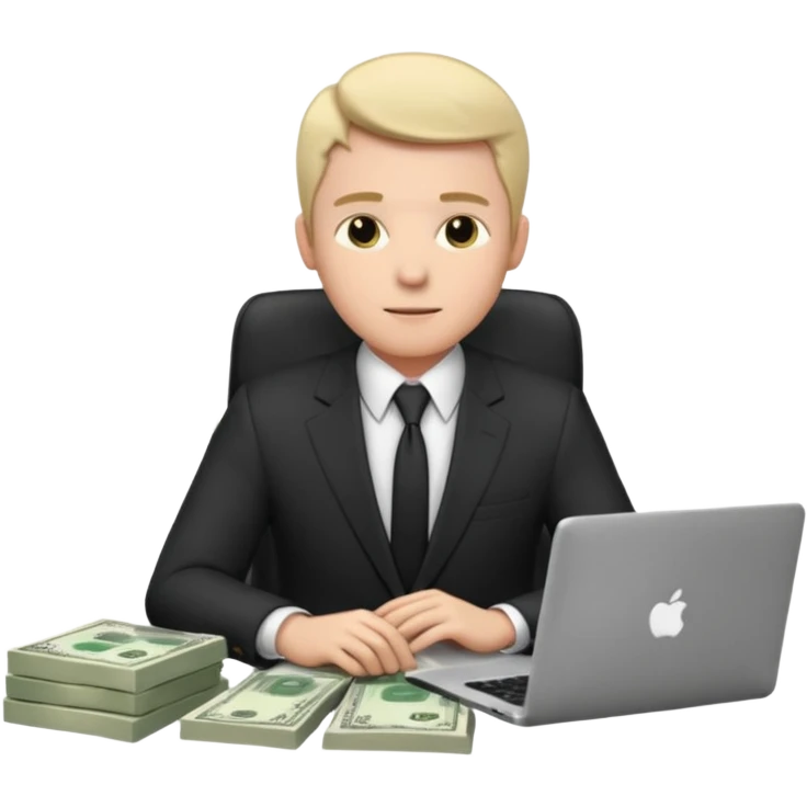 aktien experte er sitz am laptop und verdient durchs traden geld

geld sollte um ihn herum sein emoji
